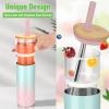 imageTronco 20 oz Vacuum Insulated Glass Tumbler with Lid and Straw  Keeps Drinks Cold for 12 Hrs  Reusable Glass Cup for Iced Coffee Smoothies ampamp Boba  Sweat ampamp BPA Free Dishwasher Safe Fit Car HolderFrench Grey