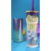 imageTronco 20 oz Vacuum Insulated Glass Tumbler with Lid and Straw  Keeps Drinks Cold for 12 Hrs  Reusable Glass Cup for Iced Coffee Smoothies ampamp Boba  Sweat ampamp BPA Free Dishwasher Safe Fit Car HolderPurple Green