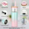 imageTronco 20 oz Vacuum Insulated Glass Tumbler with Lid and Straw  Keeps Drinks Cold for 12 Hrs  Reusable Glass Cup for Iced Coffee Smoothies ampamp Boba  Sweat ampamp BPA Free Dishwasher Safe Fit Car HolderSweet Taffy