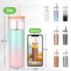 imageTronco 20 oz Vacuum Insulated Glass Tumbler with Lid and Straw  Keeps Drinks Cold for 12 Hrs  Reusable Glass Cup for Iced Coffee Smoothies ampamp Boba  Sweat ampamp BPA Free Dishwasher Safe Fit Car HolderSweet Taffy