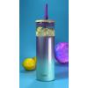 imageTronco 20 oz Vacuum Insulated Glass Tumbler with Lid and Straw  Keeps Drinks Cold for 12 Hrs  Reusable Glass Cup for Iced Coffee Smoothies ampamp Boba  Sweat ampamp BPA Free Dishwasher Safe Fit Car HolderPurple Green