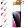 imageTronco 20oz Glass Water Bottles with Bamboo Lid ampamp Silicone Sleeve Leak Proof BPA Free Reusable Borosilicate Glass Bottles for Juicing Smoothies Juice ampamp Water for Men ampamp Women Gym Office TravelBlackred