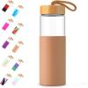 imageTronco 20oz Glass Water Bottles with Bamboo Lid ampamp Silicone Sleeve Leak Proof BPA Free Reusable Borosilicate Glass Bottles for Juicing Smoothies Juice ampamp Water for Men ampamp Women Gym Office TravelAmber