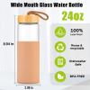 imageTronco 20oz Glass Water Bottles with Bamboo Lid ampamp Silicone Sleeve Leak Proof BPA Free Reusable Borosilicate Glass Bottles for Juicing Smoothies Juice ampamp Water for Men ampamp Women Gym Office TravelAmber