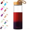 imageTronco 20oz Glass Water Bottles with Bamboo Lid ampamp Silicone Sleeve Leak Proof BPA Free Reusable Borosilicate Glass Bottles for Juicing Smoothies Juice ampamp Water for Men ampamp Women Gym Office TravelRedblue