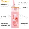 imageTronco 22oz Glass Tumbler with Bamboo Lid and Straw Reusable Iced Coffee Cup for Boba Tea Smoothies ampamp Cold Drinks SpillProof Glass Cup with Silicone Sleeve Dishwasher Safe BPAFree Pack of 1BlackPurple