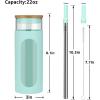imageTronco 22oz Glass Tumbler with Bamboo Lid and Straw Reusable Iced Coffee Cup for Boba Tea Smoothies ampamp Cold Drinks SpillProof Glass Cup with Silicone Sleeve Dishwasher Safe BPAFree Pack of 1PureBlue