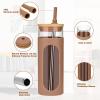 imageTronco 22oz Glass Tumbler with Bamboo Lid and Straw Reusable Iced Coffee Cup for Boba Tea Smoothies ampamp Cold Drinks SpillProof Glass Cup with Silicone Sleeve Dishwasher Safe BPAFree Pack of 1Coffee