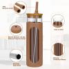 imageTronco 22oz Glass Tumbler with Bamboo Lid and Straw Reusable Iced Coffee Cup for Boba Tea Smoothies ampamp Cold Drinks SpillProof Glass Cup with Silicone Sleeve Dishwasher Safe BPAFree Pack of 1Coffee