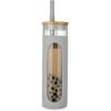 imageTronco 22oz Glass Tumbler with Bamboo Lid and Straw Reusable Iced Coffee Cup for Boba Tea Smoothies ampamp Cold Drinks SpillProof Glass Cup with Silicone Sleeve Dishwasher Safe BPAFree Pack of 1Gray