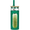 imageTronco 22oz Glass Tumbler with Bamboo Lid and Straw Reusable Iced Coffee Cup for Boba Tea Smoothies ampamp Cold Drinks SpillProof Glass Cup with Silicone Sleeve Dishwasher Safe BPAFree Pack of 1BlackishGreen