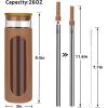 imageTronco 22oz Glass Tumbler with Bamboo Lid and Straw Reusable Iced Coffee Cup for Boba Tea Smoothies ampamp Cold Drinks SpillProof Glass Cup with Silicone Sleeve Dishwasher Safe BPAFree Pack of 1Coffee