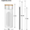 imageTronco 22oz Glass Tumbler with Bamboo Lid and Straw Reusable Iced Coffee Cup for Boba Tea Smoothies ampamp Cold Drinks SpillProof Glass Cup with Silicone Sleeve Dishwasher Safe BPAFree Pack of 1BlackWhite