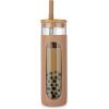 imageTronco 22oz Glass Tumbler with Bamboo Lid and Straw Reusable Iced Coffee Cup for Boba Tea Smoothies ampamp Cold Drinks SpillProof Glass Cup with Silicone Sleeve Dishwasher Safe BPAFree Pack of 1Coffee