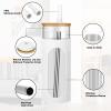 imageTronco 22oz Glass Tumbler with Bamboo Lid and Straw Reusable Iced Coffee Cup for Boba Tea Smoothies ampamp Cold Drinks SpillProof Glass Cup with Silicone Sleeve Dishwasher Safe BPAFree Pack of 1BlackWhite