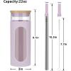 imageTronco 22oz Glass Tumbler with Bamboo Lid and Straw Reusable Iced Coffee Cup for Boba Tea Smoothies ampamp Cold Drinks SpillProof Glass Cup with Silicone Sleeve Dishwasher Safe BPAFree Pack of 1Purple