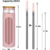 imageTronco 22oz Glass Tumbler with Bamboo Lid and Straw Reusable Iced Coffee Cup for Boba Tea Smoothies ampamp Cold Drinks SpillProof Glass Cup with Silicone Sleeve Dishwasher Safe BPAFree Pack of 1Pink
