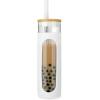 imageTronco 22oz Glass Tumbler with Bamboo Lid and Straw Reusable Iced Coffee Cup for Boba Tea Smoothies ampamp Cold Drinks SpillProof Glass Cup with Silicone Sleeve Dishwasher Safe BPAFree Pack of 1White