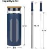 imageTronco 22oz Glass Tumbler with Bamboo Lid and Straw Reusable Iced Coffee Cup for Boba Tea Smoothies ampamp Cold Drinks SpillProof Glass Cup with Silicone Sleeve Dishwasher Safe BPAFree Pack of 1Denim Blue