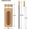 imageTronco 22oz Glass Tumbler with Bamboo Lid and Straw Reusable Iced Coffee Cup for Boba Tea Smoothies ampamp Cold Drinks SpillProof Glass Cup with Silicone Sleeve Dishwasher Safe BPAFree Pack of 1Amber