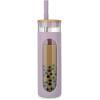 imageTronco 22oz Glass Tumbler with Bamboo Lid and Straw Reusable Iced Coffee Cup for Boba Tea Smoothies ampamp Cold Drinks SpillProof Glass Cup with Silicone Sleeve Dishwasher Safe BPAFree Pack of 1Purple