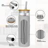 imageTronco 22oz Glass Tumbler with Bamboo Lid and Straw Reusable Iced Coffee Cup for Boba Tea Smoothies ampamp Cold Drinks SpillProof Glass Cup with Silicone Sleeve Dishwasher Safe BPAFree Pack of 1Gray