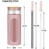 imageTronco 22oz Glass Tumbler with Bamboo Lid and Straw Reusable Iced Coffee Cup for Boba Tea Smoothies ampamp Cold Drinks SpillProof Glass Cup with Silicone Sleeve Dishwasher Safe BPAFree Pack of 1Pink