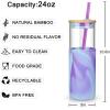 imageTronco 24 oz Glass Tumbler with Straw and Lid  Glass Cup with Lid and Straw Smoothie Cup Iced Coffee Cup  Bamboo Lid and Protective Silicone Sleeve  BPAFree