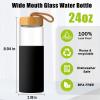 imageTronco 24oz Glass Water Bottles with Bamboo Lid ampamp Silicone Sleeve Leak Proof BPA Free Reusable Borosilicate Glass Bottles for Juicing Smoothies Juice ampamp Water for Men ampamp Women Gym Office TravelBlack