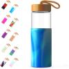 imageTronco 24oz Glass Water Bottles with Bamboo Lid ampamp Silicone Sleeve Leak Proof BPA Free Reusable Borosilicate Glass Bottles for Juicing Smoothies Juice ampamp Water for Men ampamp Women Gym Office Travelaquamarine