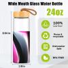 imageTronco 24oz Glass Water Bottles with Bamboo Lid ampamp Silicone Sleeve Leak Proof BPA Free Reusable Borosilicate Glass Bottles for Juicing Smoothies Juice ampamp Water for Men ampamp Women Gym Office TravelBlackred