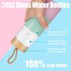 imageTronco 24oz Glass Water Bottles with Bamboo Lid ampamp Silicone Sleeve Leak Proof BPA Free Reusable Borosilicate Glass Bottles for Juicing Smoothies Juice ampamp Water for Men ampamp Women Gym Office TravelGreenpink