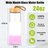 imageTronco 24oz Glass Water Bottles with Bamboo Lid ampamp Silicone Sleeve Leak Proof BPA Free Reusable Borosilicate Glass Bottles for Juicing Smoothies Juice ampamp Water for Men ampamp Women Gym Office TravelWhite pink