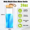 imageTronco 24oz Glass Water Bottles with Bamboo Lid ampamp Silicone Sleeve Leak Proof BPA Free Reusable Borosilicate Glass Bottles for Juicing Smoothies Juice ampamp Water for Men ampamp Women Gym Office Travelaquamarine
