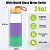 imageTronco 24oz Glass Water Bottles with Bamboo Lid ampamp Silicone Sleeve Leak Proof BPA Free Reusable Borosilicate Glass Bottles for Juicing Smoothies Juice ampamp Water for Men ampamp Women Gym Office TravelPurplish