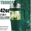 imageTronco 40 oz Glass Tumbler with Handle Bamboo Lid and Straw Fits Cup Holders Reusable Glass Water Bottles for Iced Coffee and Smoothie LeadFree BPAFreeGreen