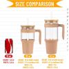 imageTronco 40 oz Glass Tumbler with Handle Bamboo Lid and Straw Fits Cup Holders Reusable Glass Water Bottles for Iced Coffee and Smoothie LeadFree BPAFreeCoral OrangeBamboo