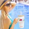 imageTronco 40 oz Glass Tumbler with Handle Bamboo Lid and Straw Fits Cup Holders Reusable Glass Water Bottles for Iced Coffee and Smoothie LeadFree BPAFreeWhiteBamboo