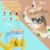 imageTronco 40 oz Glass Tumbler with Handle Bamboo Lid and Straw Fits Cup Holders Reusable Glass Water Bottles for Iced Coffee and Smoothie LeadFree BPAFreeNavy BlueBamboo