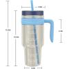 imageTronco 50 oz Tritan Plastic Tumbler with Lid and Straw BPAFree Reusable Clear Water Bottle with Time Marker 100 Leak Proof ampamp Wide Mouth for Iced Coffee Juice Bubble Tea SmoothiesGrayish blue