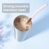 imageTronco Set of 6 Stainless Steel Reusable Metal Straws with Silicone Flex Tips Elbows Cover Metal Drinking Straws for Tronco Tumbler 6 Steel Straws6 Silicone Tips1 Straw Cleaning BrushStainless Rose Gold
