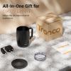 imageTronco Temperature Control Heated Coffee Mug 14 oz  Rechargeable SelfHeating Coffee Mug with Lid  Manual Control 3 Modes 130 Min Battery Life Auto ShutOff BlueWhite