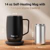 imageTronco Temperature Control Heated Coffee Mug 14 oz  Rechargeable SelfHeating Coffee Mug with Lid  Manual Control 3 Modes 130 Min Battery Life Auto ShutOff BlueWhite