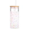 imageTronco 20 oz Glass Tumbler with Lid and Straw Iced Coffee Cup and Smoothie Cup with Bamboo Lids ampamp Protective Silicone Sleeve Dishwasher Safe BPAFree Glass Cup 2 PackColorful spots