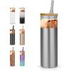 imageTronco 20 oz Vacuum Insulated Glass Tumbler with Lid and Straw  Keeps Drinks Cold for 12 Hrs  Reusable Glass Cup for Iced Coffee Smoothies ampamp Boba  Sweat ampamp BPA Free Dishwasher Safe Fit Car HolderFrench Grey