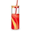 imageTronco 24 oz Glass Tumbler with Straw and Lid  Glass Cup with Lid and Straw Smoothie Cup Iced Coffee Cup  Bamboo Lid and Protective Silicone Sleeve  BPAFree
