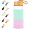 imageTronco 24oz Glass Water Bottles with Bamboo Lid ampamp Silicone Sleeve Leak Proof BPA Free Reusable Borosilicate Glass Bottles for Juicing Smoothies Juice ampamp Water for Men ampamp Women Gym Office TravelGreenpink