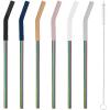 imageTronco Set of 6 Stainless Steel Reusable Metal Straws with Silicone Flex Tips Elbows Cover Metal Drinking Straws for Tronco Tumbler 6 Steel Straws6 Silicone Tips1 Straw Cleaning BrushStainless Iridescence