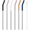 imageTronco Set of 6 Stainless Steel Reusable Metal Straws with Silicone Flex Tips Elbows Cover Metal Drinking Straws for Tronco Tumbler 6 Steel Straws6 Silicone Tips1 Straw Cleaning BrushStainless multi color