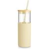 imagetronco 24 oz Glass Tumbler with Straw and Lid  Glass Cup with Lid and Straw Smoothie Cup Iced Coffee Cup  Bamboo Lid and Protective Silicone Sleeve  BPAFree Gravel Ash